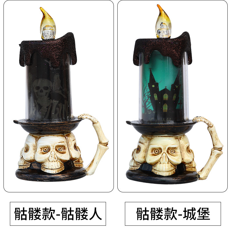 Cross-border new wholesale Halloween candles decorated LED electronic candles skeleton pumpkins creative bar decorations Cross-border new wholesale Halloween candles decorated LED electronic candles skeleton pumpkins creative bar decorations