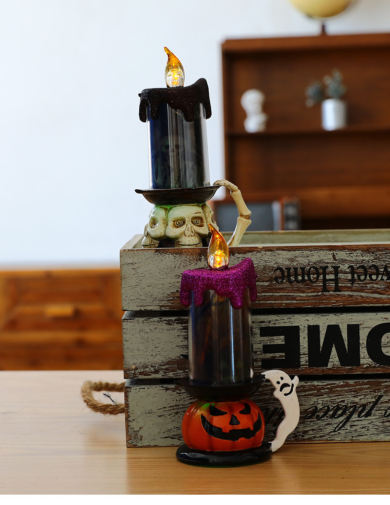 Cross-border new wholesale Halloween candles decorated LED electronic candles skeleton pumpkins creative bar decorations Cross-border new wholesale Halloween candles decorated LED electronic candles skeleton pumpkins creative bar decorations