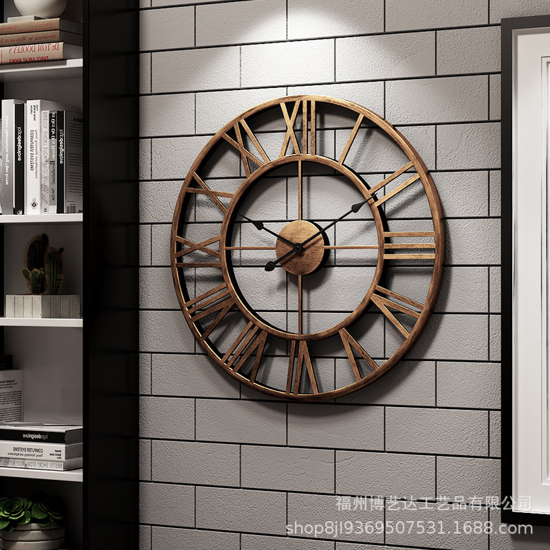 EuropeanStyle Pocket Watch Retro Roman Clock Simple Living Room Noiseless Clock Creative Decorative Iron Wall Clock