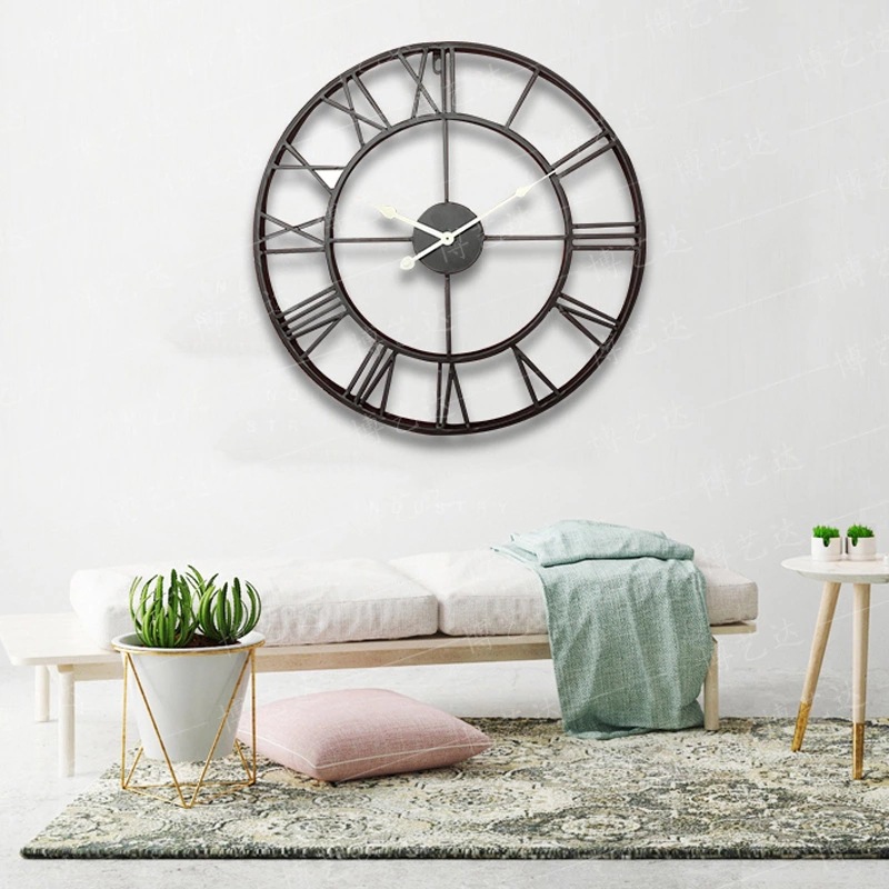 EuropeanStyle Pocket Watch Retro Roman Clock Simple Living Room Noiseless Clock Creative Decorative Iron Wall Clock