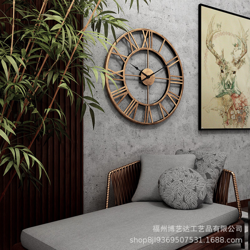 EuropeanStyle Pocket Watch Retro Roman Clock Simple Living Room Noiseless Clock Creative Decorative Iron Wall Clock