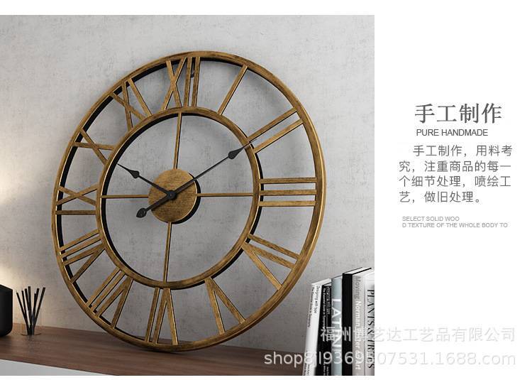 EuropeanStyle Pocket Watch Retro Roman Clock Simple Living Room Noiseless Clock Creative Decorative Iron Wall Clock