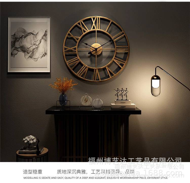 EuropeanStyle Pocket Watch Retro Roman Clock Simple Living Room Noiseless Clock Creative Decorative Iron Wall Clock