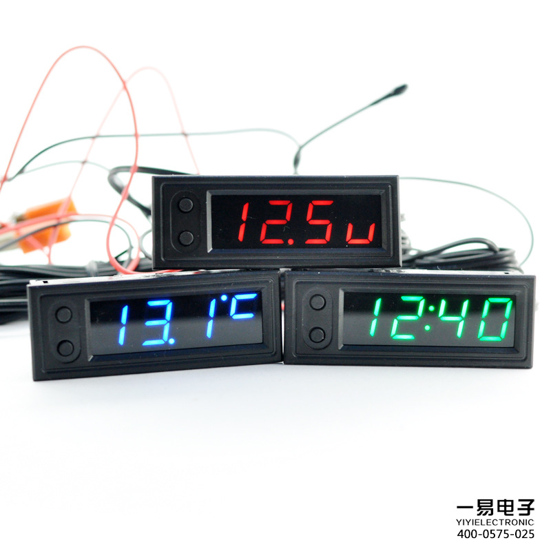Three-in-One Car Clock Luminous Thermometer Voltmeter High Precision Electronic LED Clock Module Rx8025