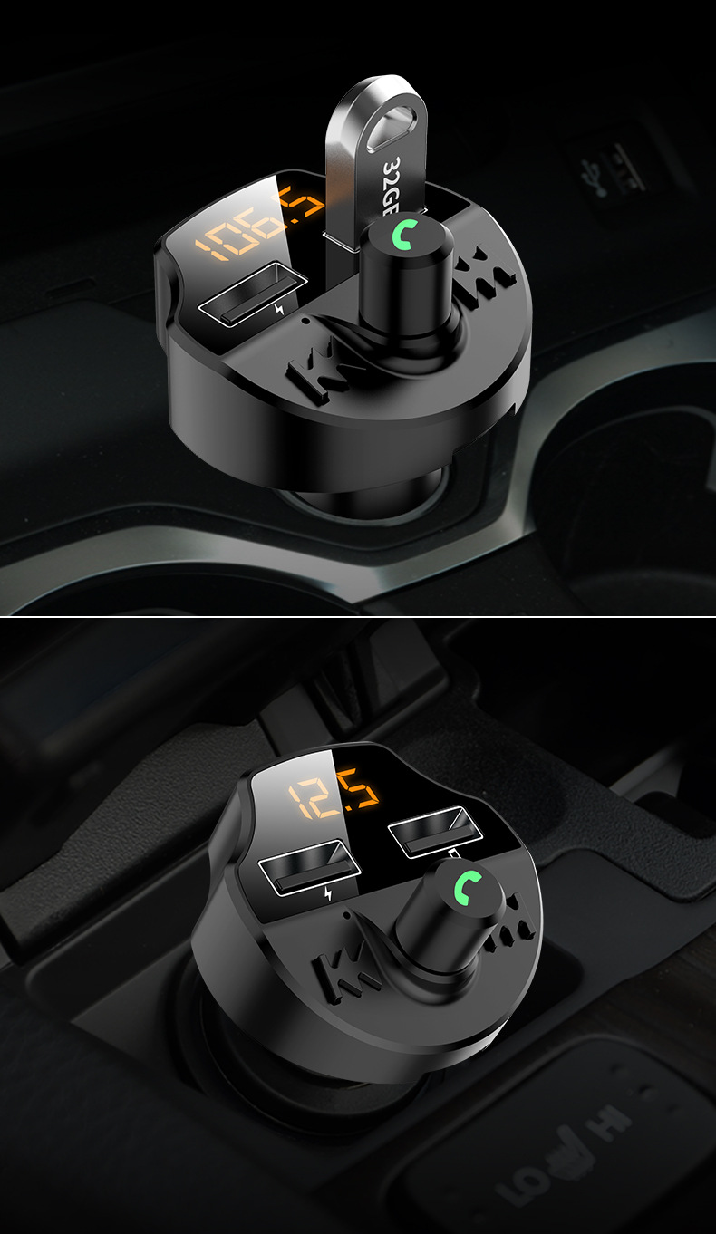 New T66 Car MP3 Bluetooth Hands-Free Cigarette Lighter Player Car Electronic Dual USB Car Charger