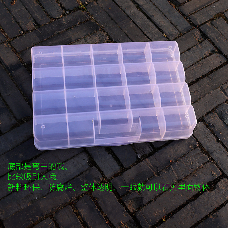 20 Grid Fixed Transparent Pp Plastic Storage Box Jewelry Beaded Small Object Electronic Spare Parts Box