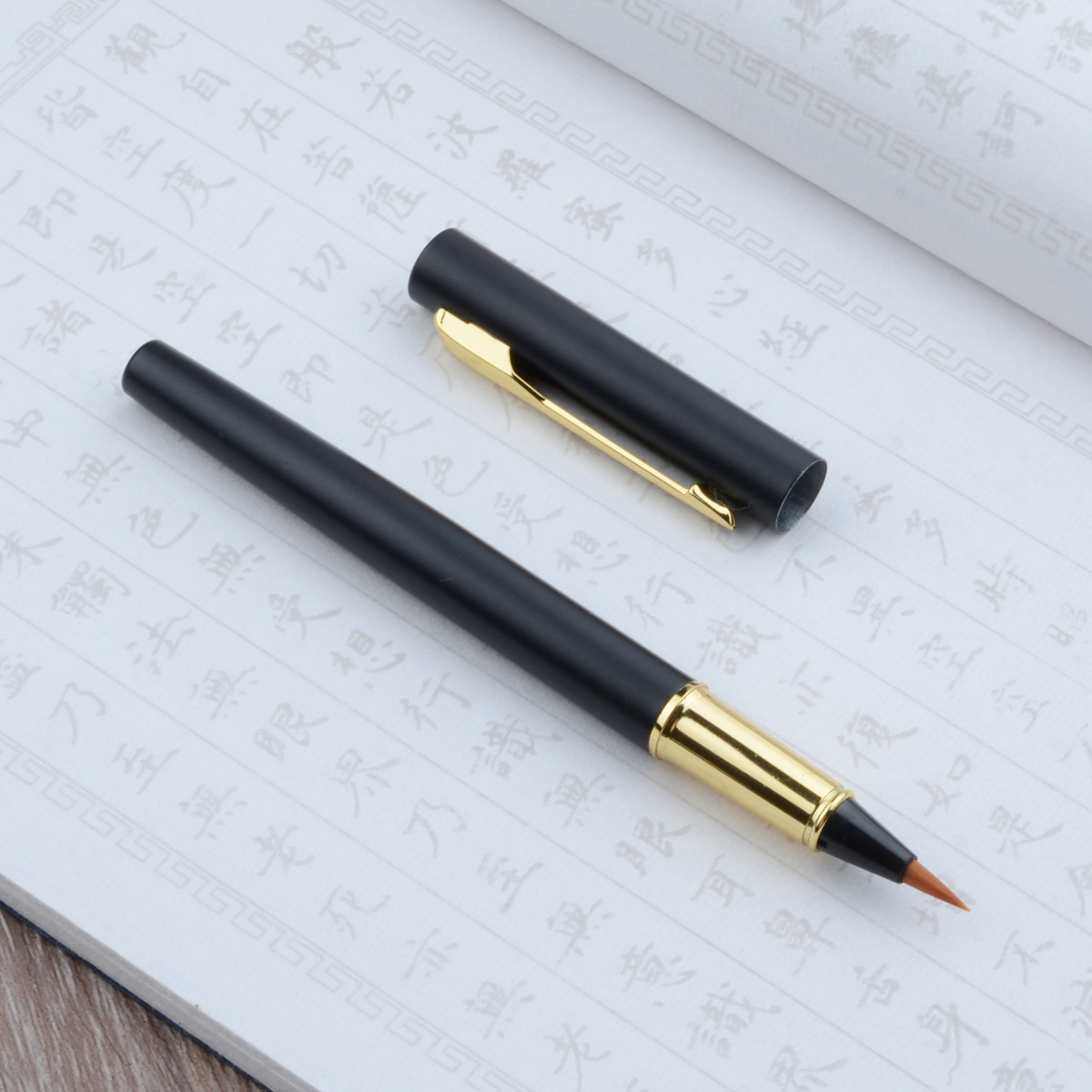 New Pen-Type Writing Brush Made of Weasel&#039;s Hair Portable Ink-Adding Calligraphy Pen Small Regular Script Tap Water Soft Head Pen with Ogo