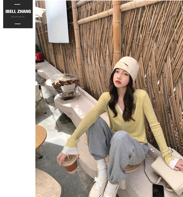 Bei-Bei Zhang August 25, 18 O'clock Sandwich Soft Candy ~ Fake Two-Piece Design Sweet Style Knitted Cardigan Bei-Bei Zhang August 25, 18 O'clock Sandwich Soft Candy ~ Fake Two-Piece Design Sweet Style Knitted Cardigan