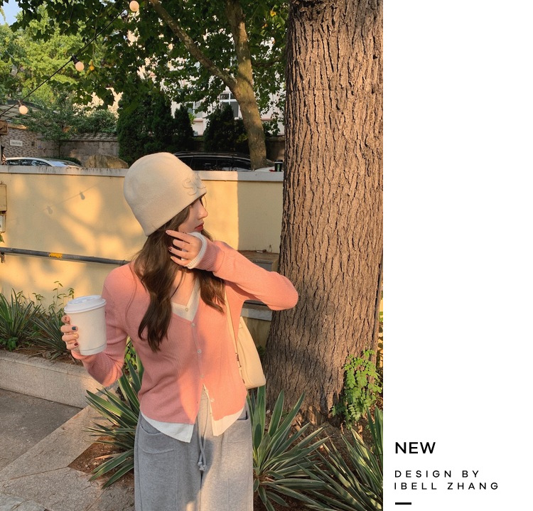 Bei-Bei Zhang August 25, 18 O'clock Sandwich Soft Candy ~ Fake Two-Piece Design Sweet Style Knitted Cardigan Bei-Bei Zhang August 25, 18 O'clock Sandwich Soft Candy ~ Fake Two-Piece Design Sweet Style Knitted Cardigan