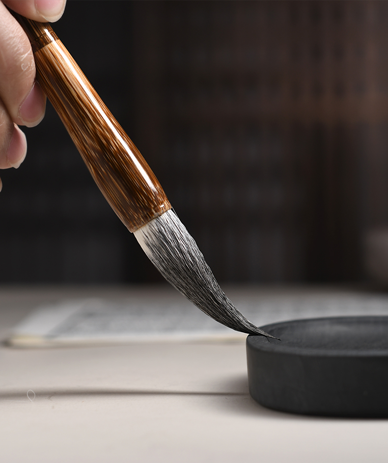 [Non-Heritage] Writing Brush Made of Weasel's Hair Mixed Hair Writing Brush Professional Single Medium Primary School Student Large Adult Pure Semi-Cursive Script Clerical Script Medium