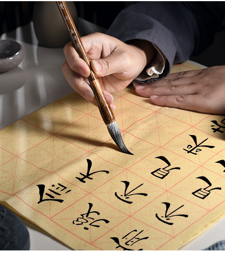 [Non-Heritage] Writing Brush Made of Weasel's Hair Mixed Hair Writing Brush Professional Single Medium Primary School Student Large Adult Pure Semi-Cursive Script Clerical Script Medium