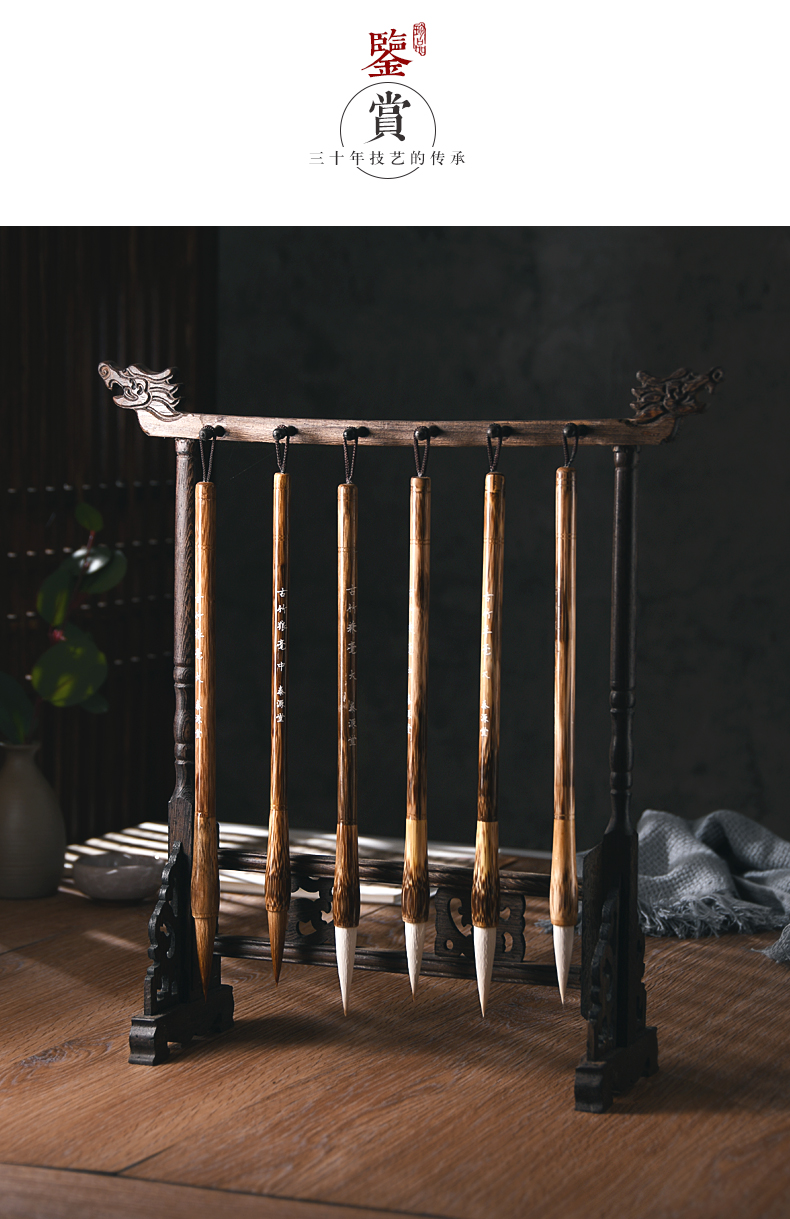 [Non-Heritage] Writing Brush Made of Weasel's Hair Mixed Hair Writing Brush Professional Single Medium Primary School Student Large Adult Pure Semi-Cursive Script Clerical Script Medium