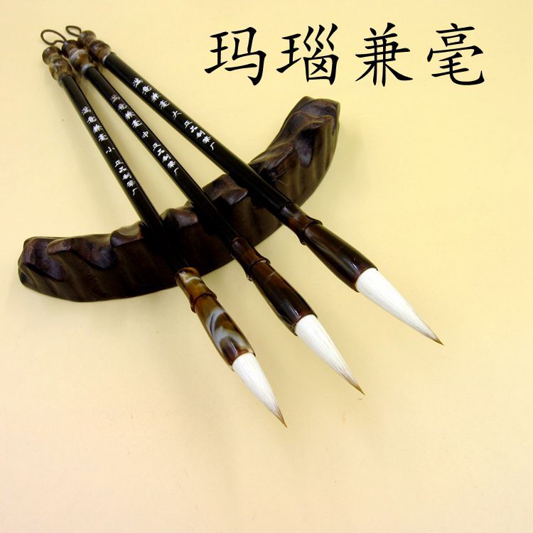 Factory Wholesale Doubled Both Writing Brush Weasel&#039;s Hair Jiajian Large, Medium and Small White Clouds Writing Calligraphy and Painting Art Watercolor Brush