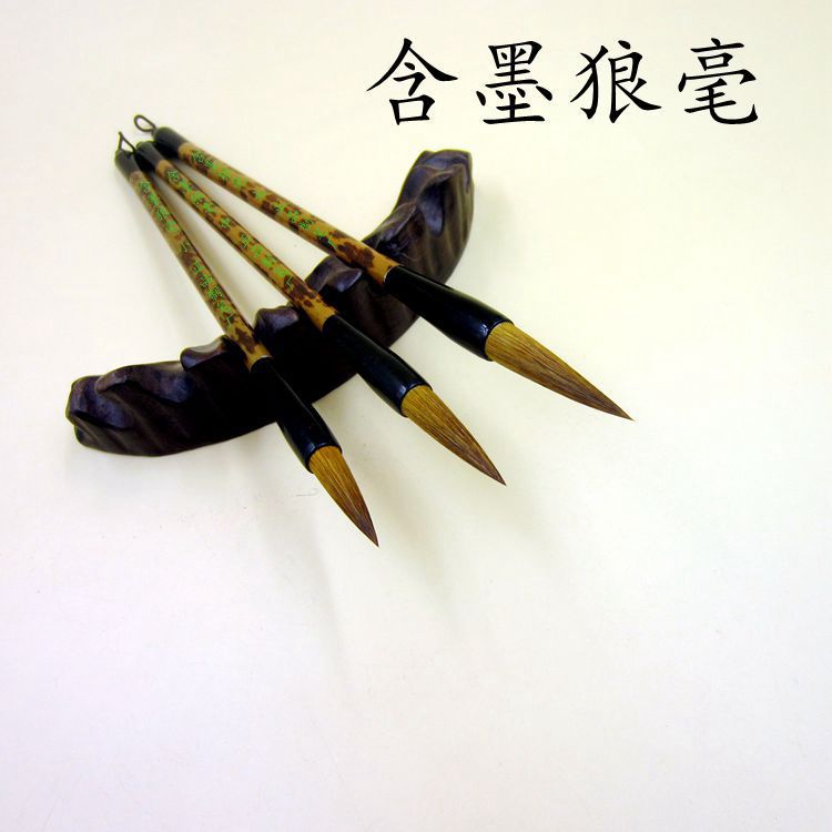 Factory Wholesale Doubled Both Writing Brush Weasel's Hair Jiajian Large, Medium and Small White Clouds Writing Calligraphy and Painting Art Watercolor Brush