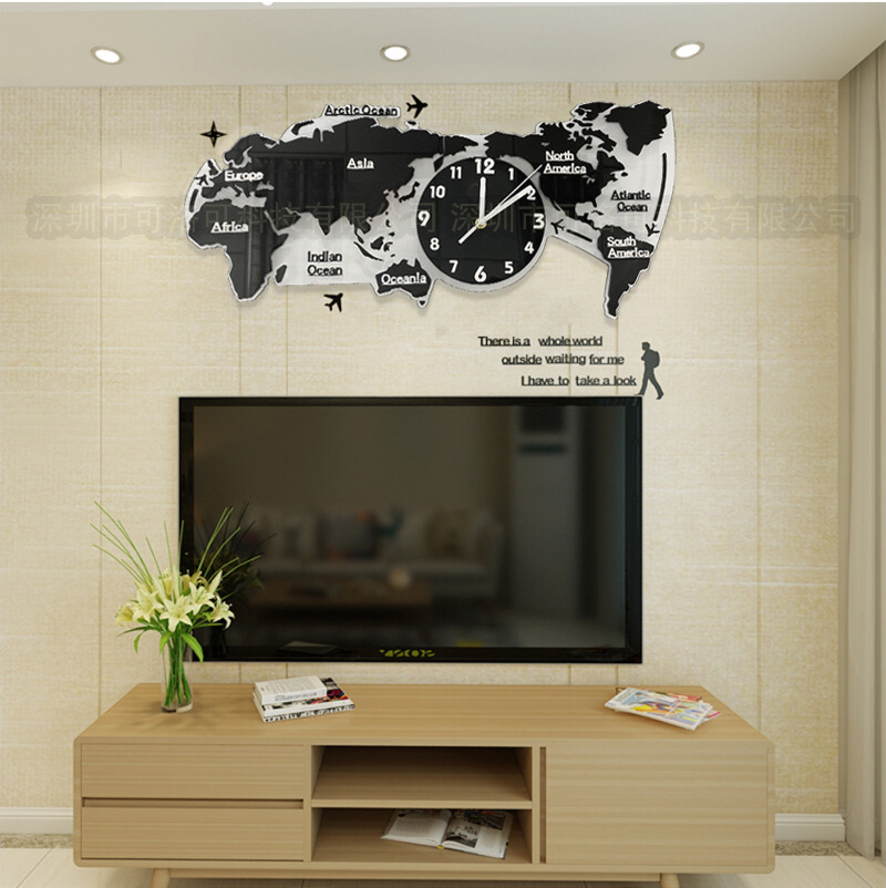 Nordic Modern Simple Creative World Map Wall Clock Living Room Luminous Decorative Clock Acrylic 3D Wall Clock Nordic Modern Simple Creative World Map Wall Clock Living Room Luminous Decorative Clock Acrylic 3D Wall Clock