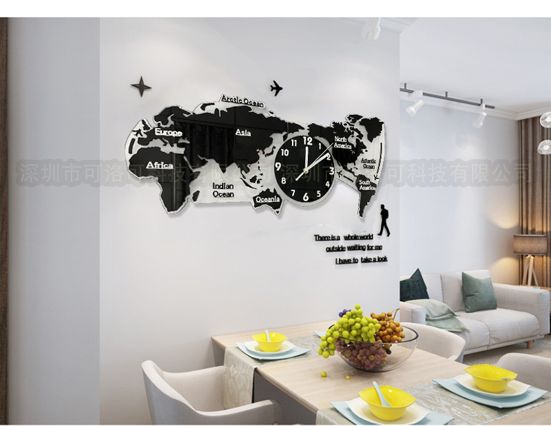 Nordic Modern Simple Creative World Map Wall Clock Living Room Luminous Decorative Clock Acrylic 3D Wall Clock Nordic Modern Simple Creative World Map Wall Clock Living Room Luminous Decorative Clock Acrylic 3D Wall Clock