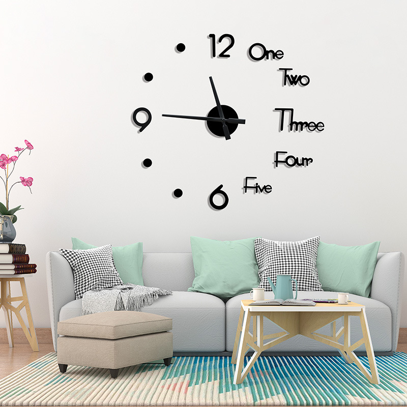 Dou Yin Celebrity Inspired Acrylic Wall Sticker Clock DIY Simple Clock Mute Home Living Room Study Bedroom Wall Clock