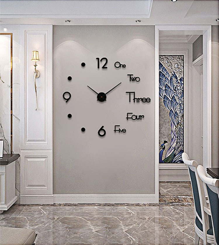 Dou Yin Celebrity Inspired Acrylic Wall Sticker Clock DIY Simple Clock Mute Home Living Room Study Bedroom Wall Clock