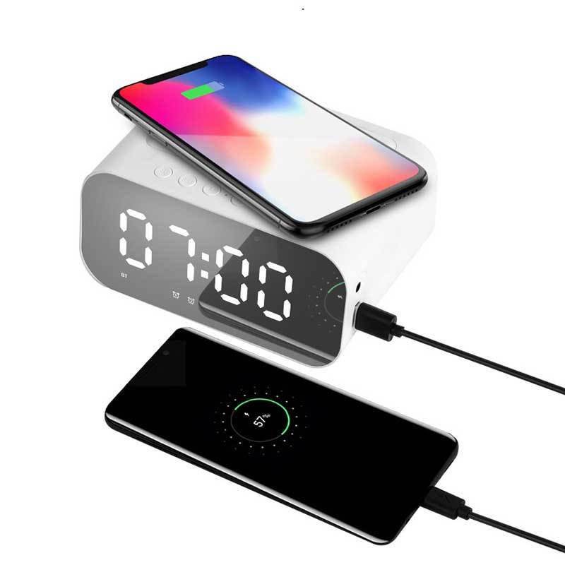 New Wireless Charger Bluetooth Speaker Clock Led Alarm Clock Audio Foreign Trade Popular Style New Wireless Charger Bluetooth Speaker