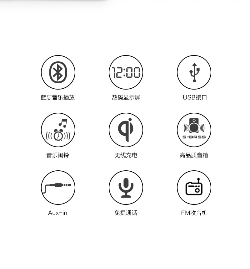 New Wireless Charger Bluetooth Speaker Clock Led Alarm Clock Audio Foreign Trade Popular Style New Wireless Charger Bluetooth Speaker