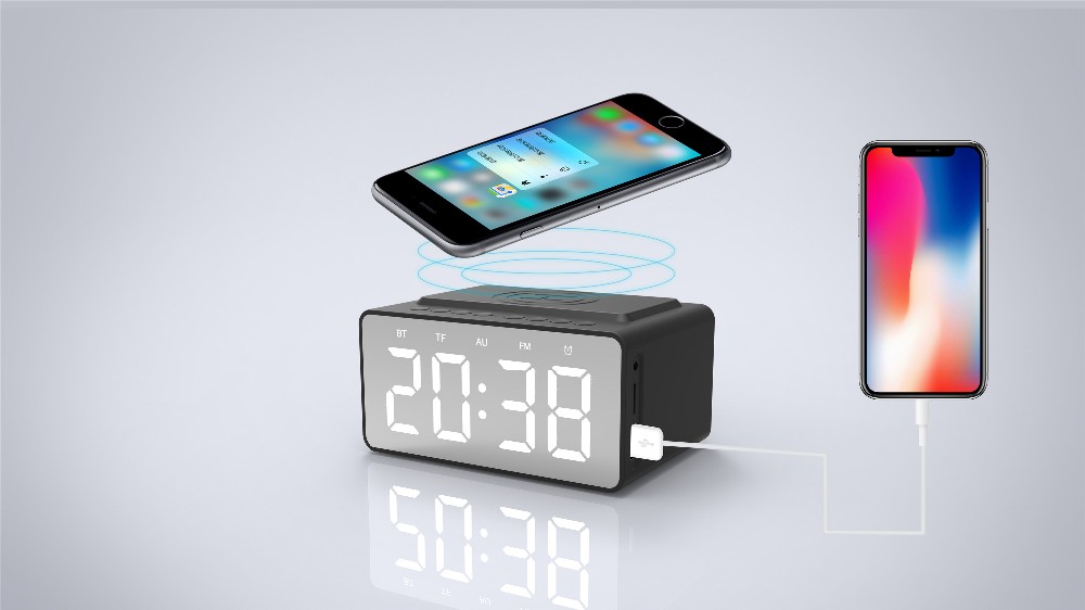 New Wireless Charger Bluetooth Speaker Clock Led Alarm Clock Audio Foreign Trade Popular Style New Wireless Charger Bluetooth Speaker