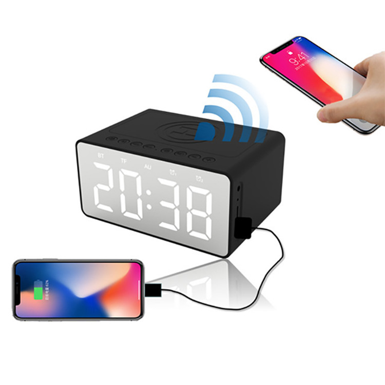 New Wireless Charger Bluetooth Speaker Clock Led Alarm Clock Audio Foreign Trade Popular Style New Wireless Charger Bluetooth Speaker