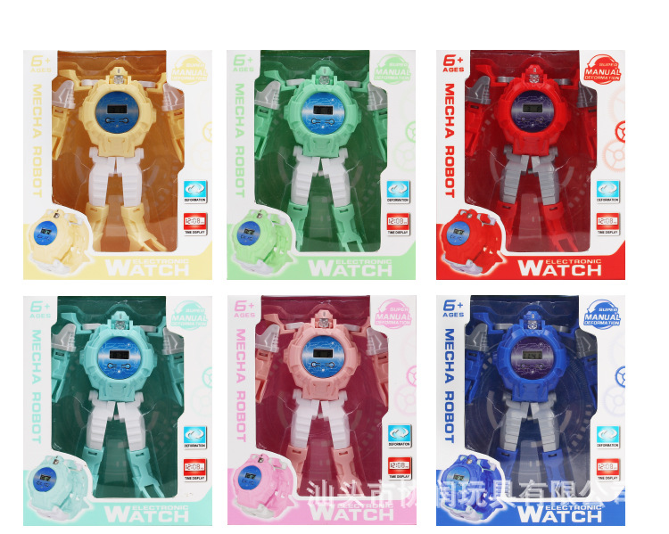 Stall Supply Cartoon Electronic Children's Watch Transformer Robot Toy Creative Push Small Gift