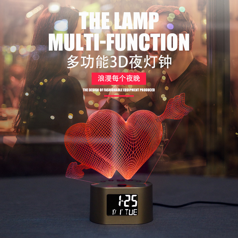 Creative Children Cute Alarm Clock Creative 3D Small Night Lamp Multifunctional Gift Electronic Clock