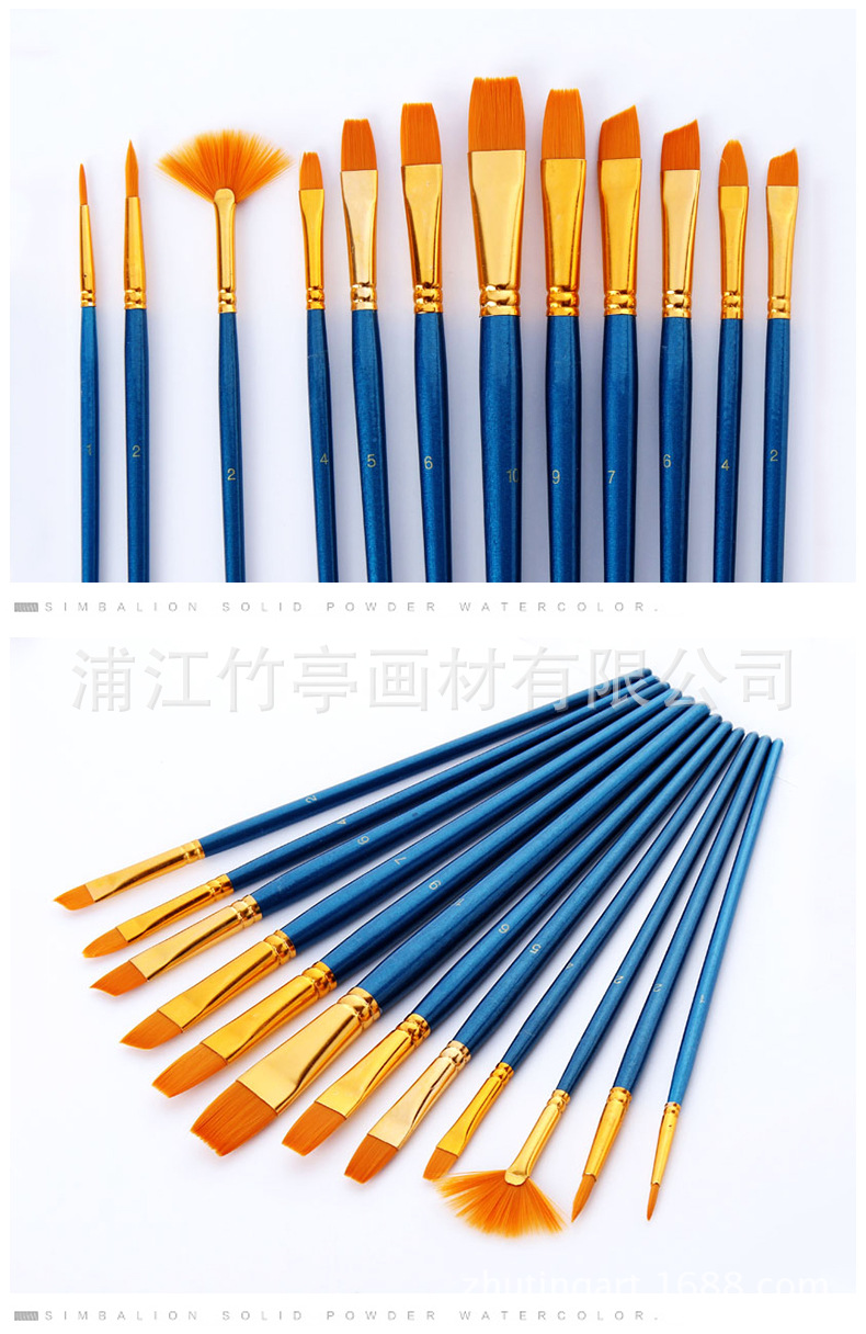 Amazon Hot Sale 12 Pieces Blue Rod Nylon Writing Brush Set Watercolor Brush Wood Dry Brush Art Painting Supplies Amazon Hot Sale 12 Pieces Blue Rod Nylon Writing Brush Set Watercolor Brush Wood Dry Brush Art Painting Supplies