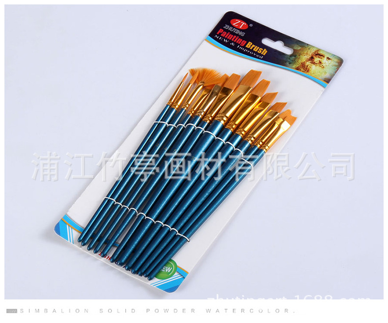Amazon Hot Sale 12 Pieces Blue Rod Nylon Writing Brush Set Watercolor Brush Wood Dry Brush Art Painting Supplies Amazon Hot Sale 12 Pieces Blue Rod Nylon Writing Brush Set Watercolor Brush Wood Dry Brush Art Painting Supplies