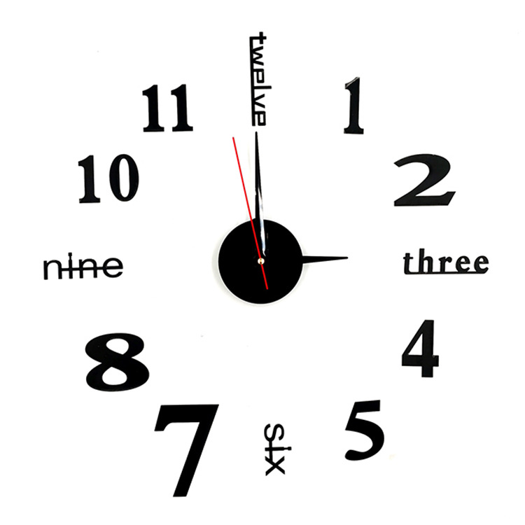 Creative European Wall Clock Home Diy3d Stereo Decorative Clock Acrylic Number Wall Stickers Wall Clock Wholesale