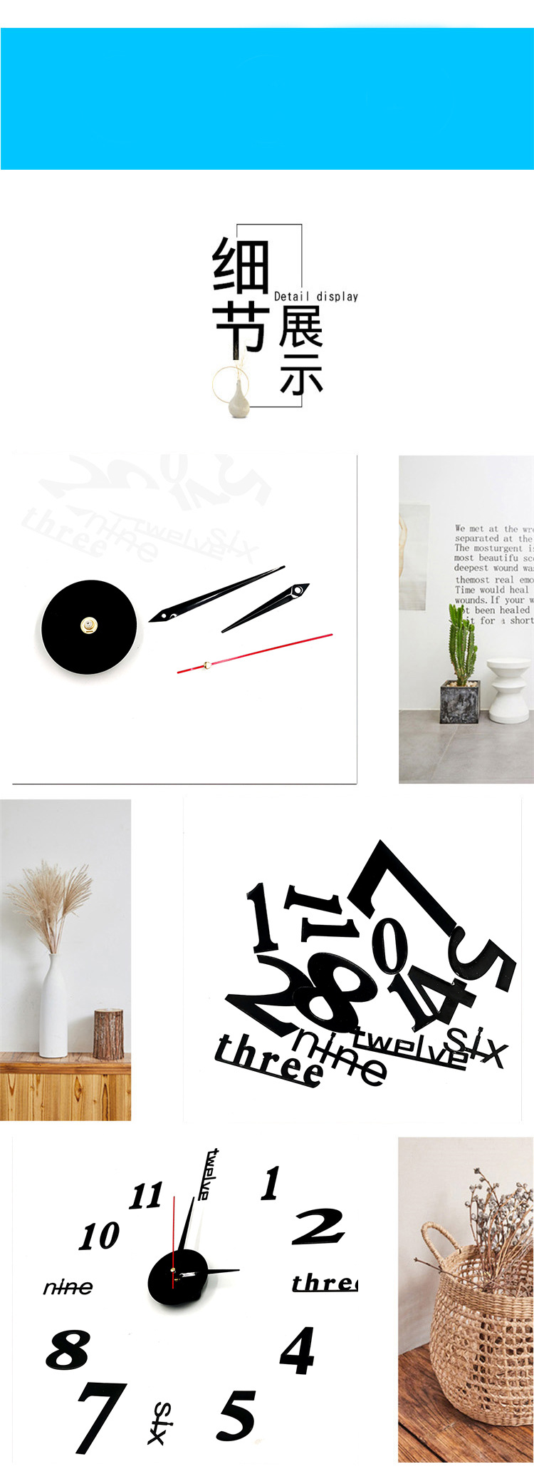 Creative European Wall Clock Home Diy3d Stereo Decorative Clock Acrylic Number Wall Stickers Wall Clock Wholesale