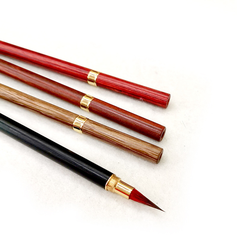 Red Sandalwood Ebony Small Red Hair Rabbit's Hair Mixed Hair Writing Brush Weasel's Hair Regular Script in Small Characters Writing Brush Calligraphy Materials