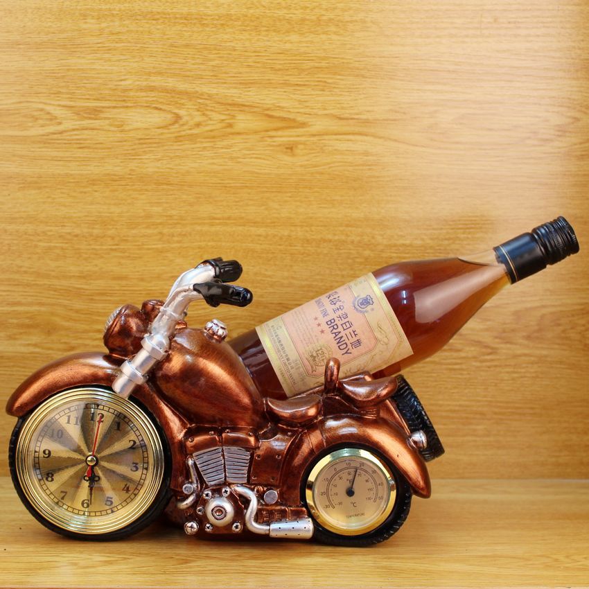 Resin Crafts European Style Wine Cabinet Decoration Clock Wine Rack Fashion Motorcycle Decoration Creative Gift