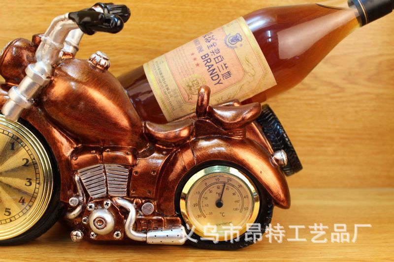 Resin Crafts European Style Wine Cabinet Decoration Clock Wine Rack Fashion Motorcycle Decoration Creative Gift