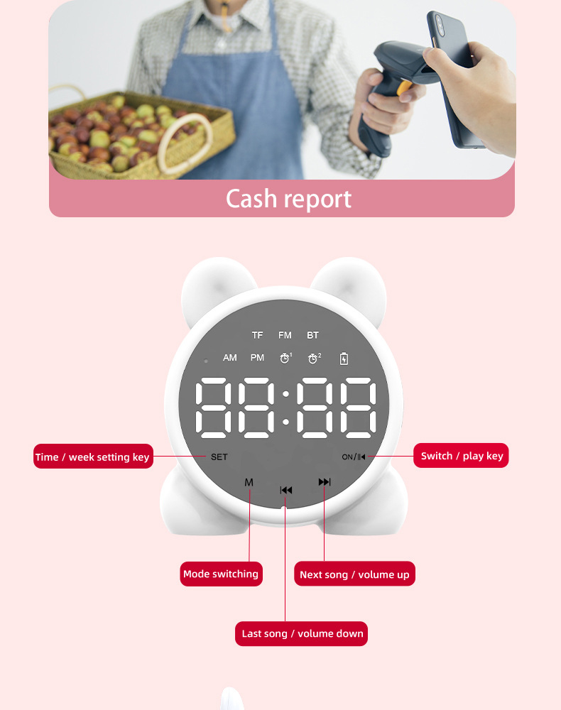 New Bluetooth Speaker Clock Speaker Mirror Speaker Mini Card Cute Gift Alarm Clock Cute Pet New Bluetooth Speaker Clock Speaker Mirror Speaker Mini Card Cute Gift Alarm Clock Cute Pet