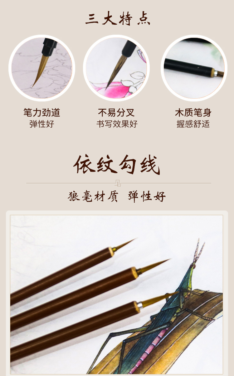 Weizhuang Leaf Blade Pen White Pigment Liner Gui Pen Painting Traditional Chinese Painting Mouse Beard Young Heroes Fabric Textures Brush Pen Weasel's Hair Delineating Brush Writing Brush Weizhuang Leaf Blade Pen White Pigment Liner Gui Pen Painting Traditional Chinese Painting Mouse Beard Young Heroes Fabric Textures Brush Pen Weasel's Hair Delineating Brush Writing Brush