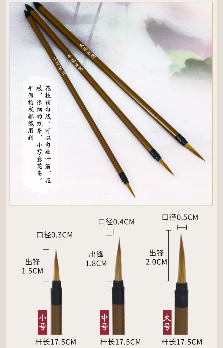 Weizhuang Leaf Blade Pen White Pigment Liner Gui Pen Painting Traditional Chinese Painting Mouse Beard Young Heroes Fabric Textures Brush Pen Weasel's Hair Delineating Brush Writing Brush Weizhuang Leaf Blade Pen White Pigment Liner Gui Pen Painting Traditional Chinese Painting Mouse Beard Young Heroes Fabric Textures Brush Pen Weasel's Hair Delineating Brush Writing Brush