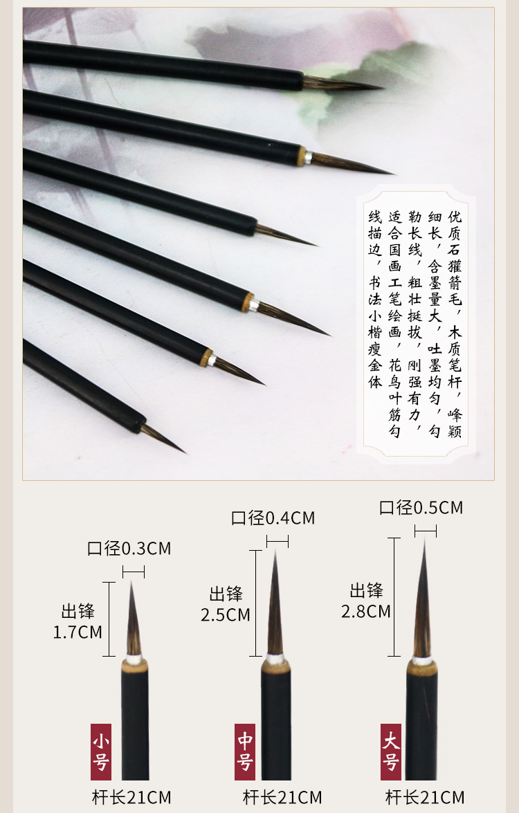 Weizhuang Leaf Blade Pen White Pigment Liner Gui Pen Painting Traditional Chinese Painting Mouse Beard Young Heroes Fabric Textures Brush Pen Weasel's Hair Delineating Brush Writing Brush Weizhuang Leaf Blade Pen White Pigment Liner Gui Pen Painting Traditional Chinese Painting Mouse Beard Young Heroes Fabric Textures Brush Pen Weasel's Hair Delineating Brush Writing Brush