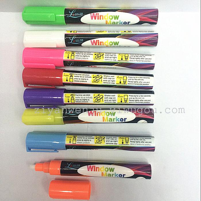 8-Color Press Type Liquid Chalk LED Fluorescent Pen Glass Pen