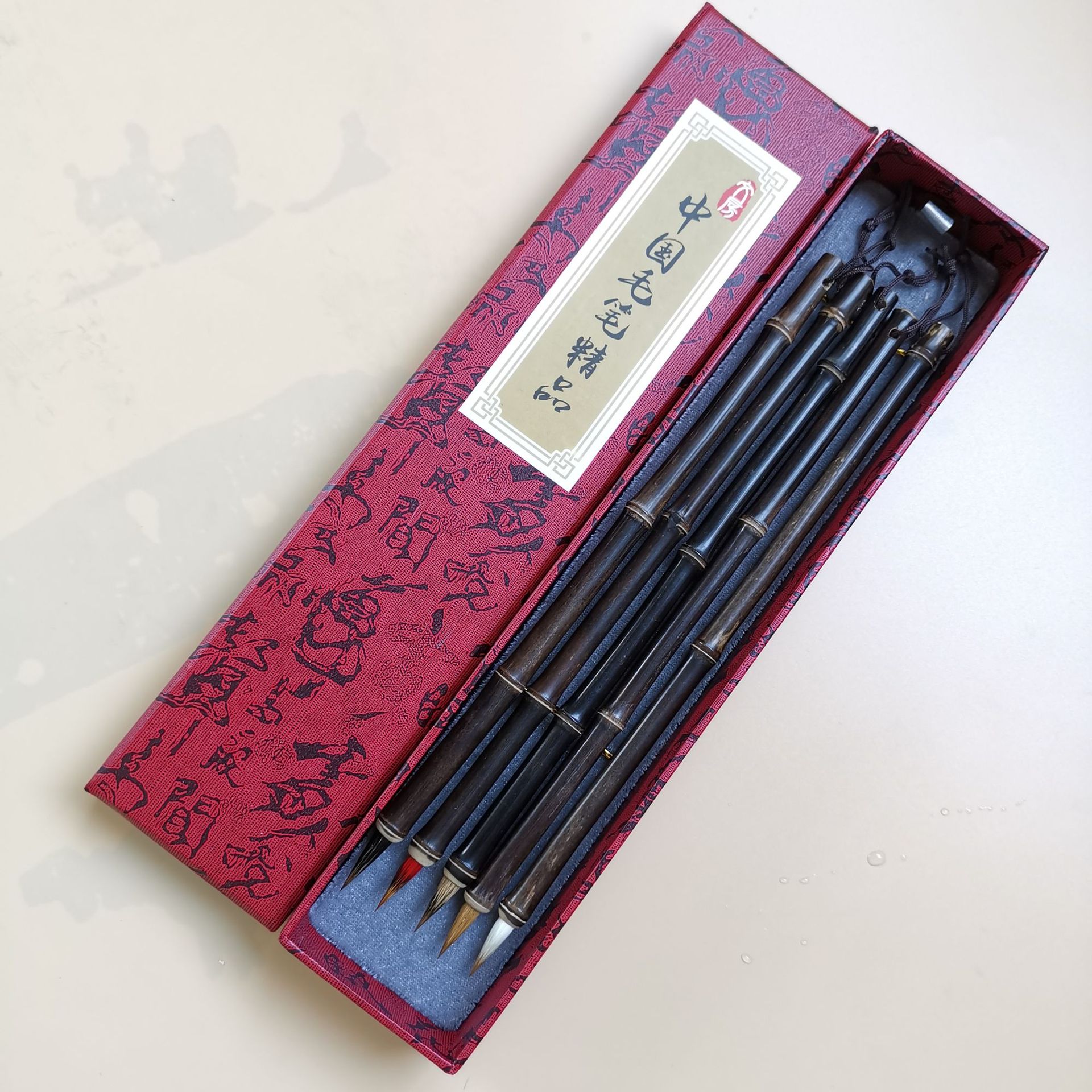 Purple Bamboo Rod Regular Script in Small Characters Writing Brush Weasel&#039;s Hair Rabbit&#039;s Hair Mixed Hair Writing Brush Little Red Hair Rabbit&#039;s Hair Non-Split Copy Scripture Writing Roll Pen