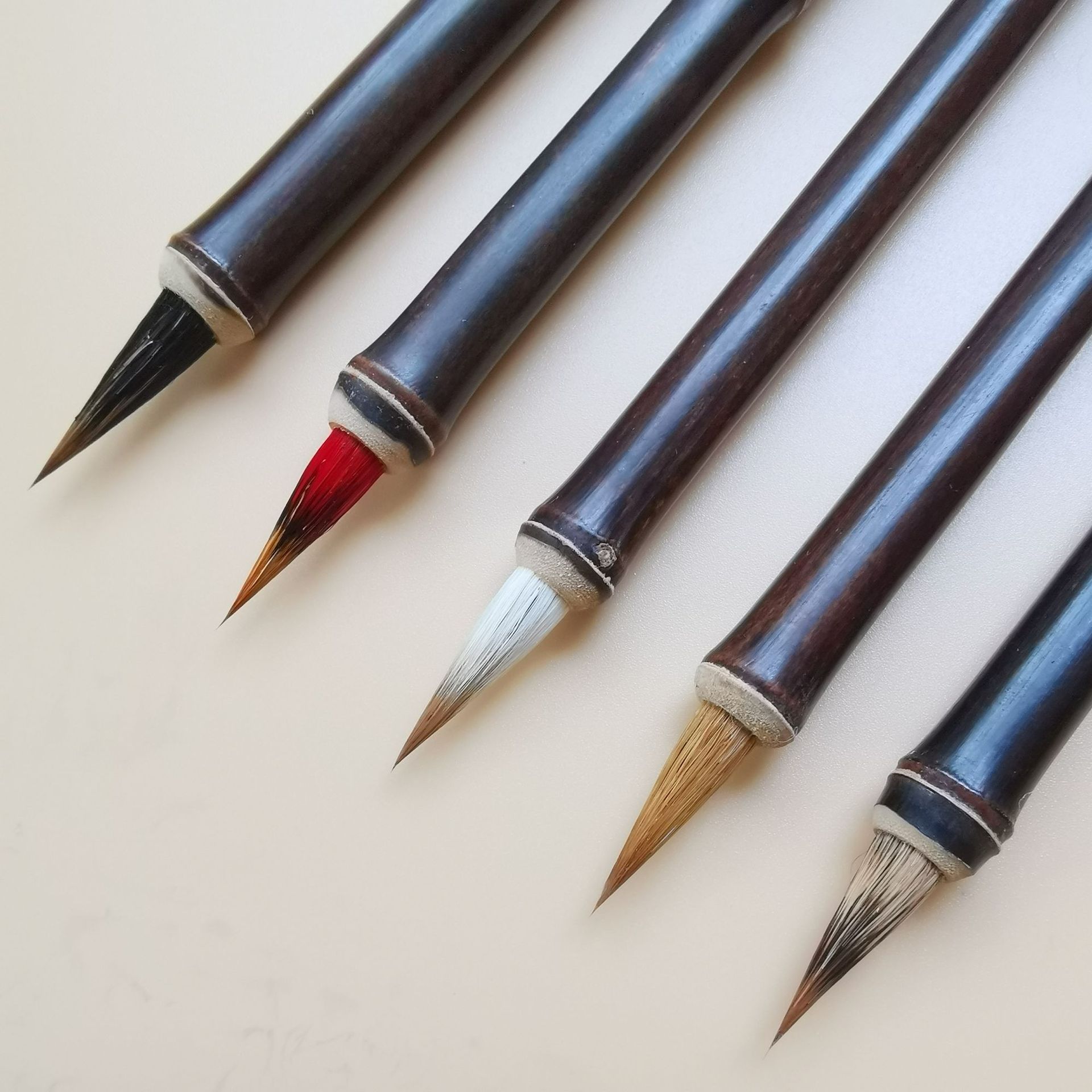 Purple Bamboo Rod Regular Script in Small Characters Writing Brush Weasel&#039;s Hair Rabbit&#039;s Hair Mixed Hair Writing Brush Little Red Hair Rabbit&#039;s Hair Non-Split Copy Scripture Writing Roll Pen