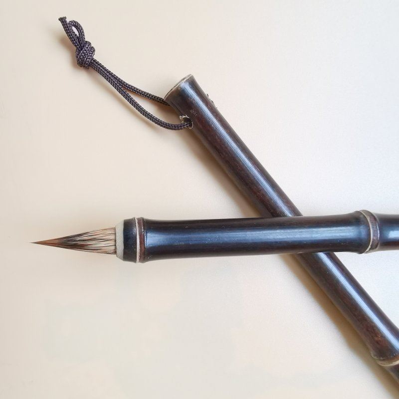 Purple Bamboo Rod Regular Script in Small Characters Writing Brush Weasel's Hair Rabbit's Hair Mixed Hair Writing Brush Little Red Hair Rabbit's Hair Non-Split Copy Scripture Writing Roll Pen