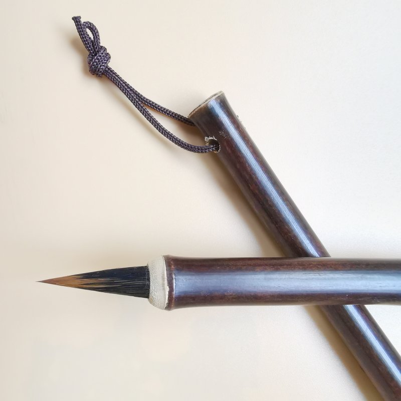 Purple Bamboo Rod Regular Script in Small Characters Writing Brush Weasel's Hair Rabbit's Hair Mixed Hair Writing Brush Little Red Hair Rabbit's Hair Non-Split Copy Scripture Writing Roll Pen