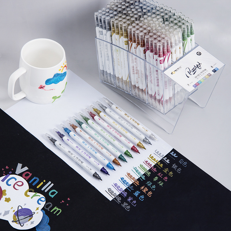 Dongmi New Product 560 Metallic Double-Headed Pen Type Writing Brush Creative Multi-Color Hand Account Hook Line Greeting Card Calligraphy Drawing Crayons