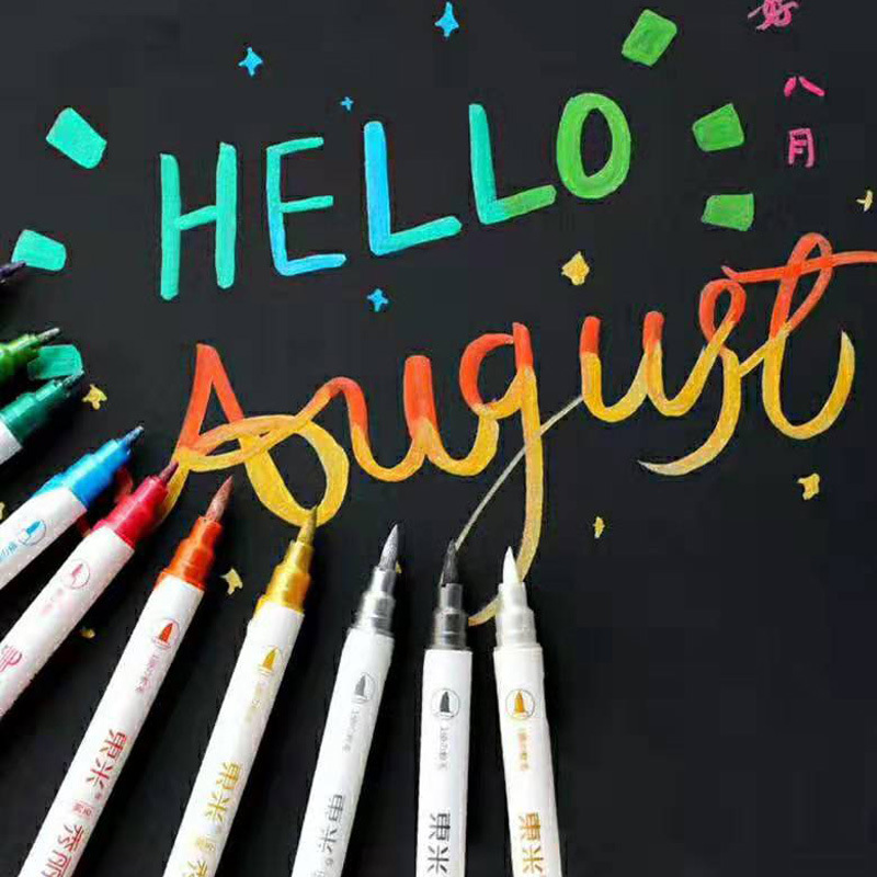 Dongmi New Product 560 Metallic Double-Headed Pen Type Writing Brush Creative Multi-Color Hand Account Hook Line Greeting Card Calligraphy Drawing Crayons