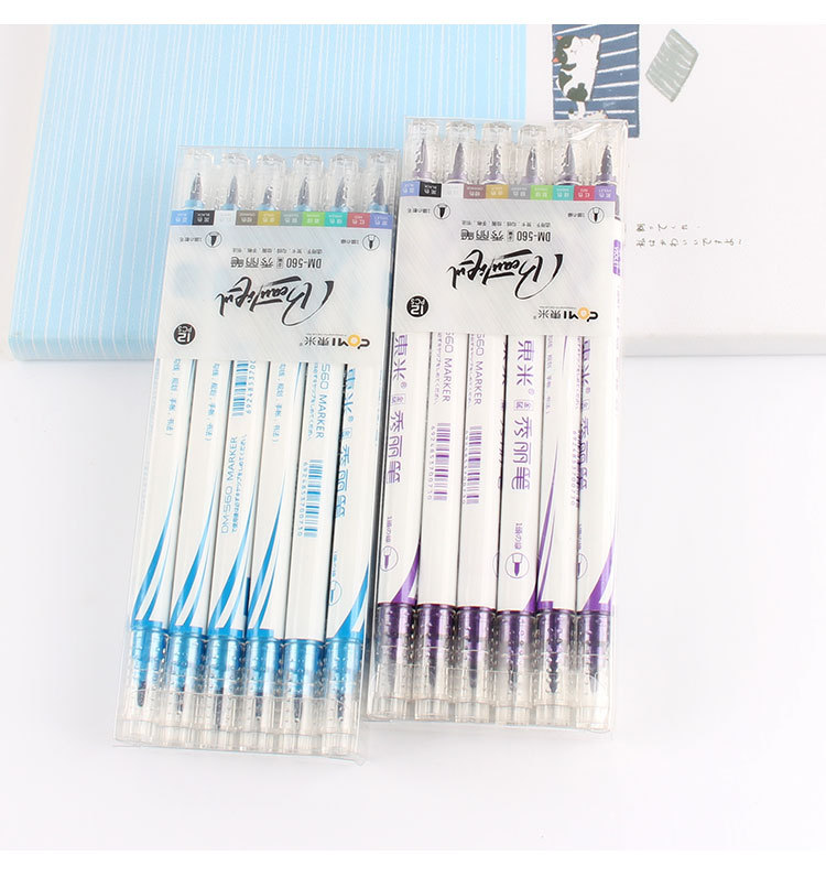 Dongmi New Product 560 Metallic Double-Headed Pen Type Writing Brush Creative Multi-Color Hand Account Hook Line Greeting Card Calligraphy Drawing Crayons