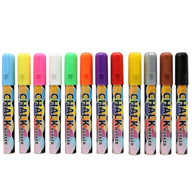 Somachi 606-12 color 6mm fluorescent sketchpad pen dust-free chalk lamp board can be rubbed with liquid chalk