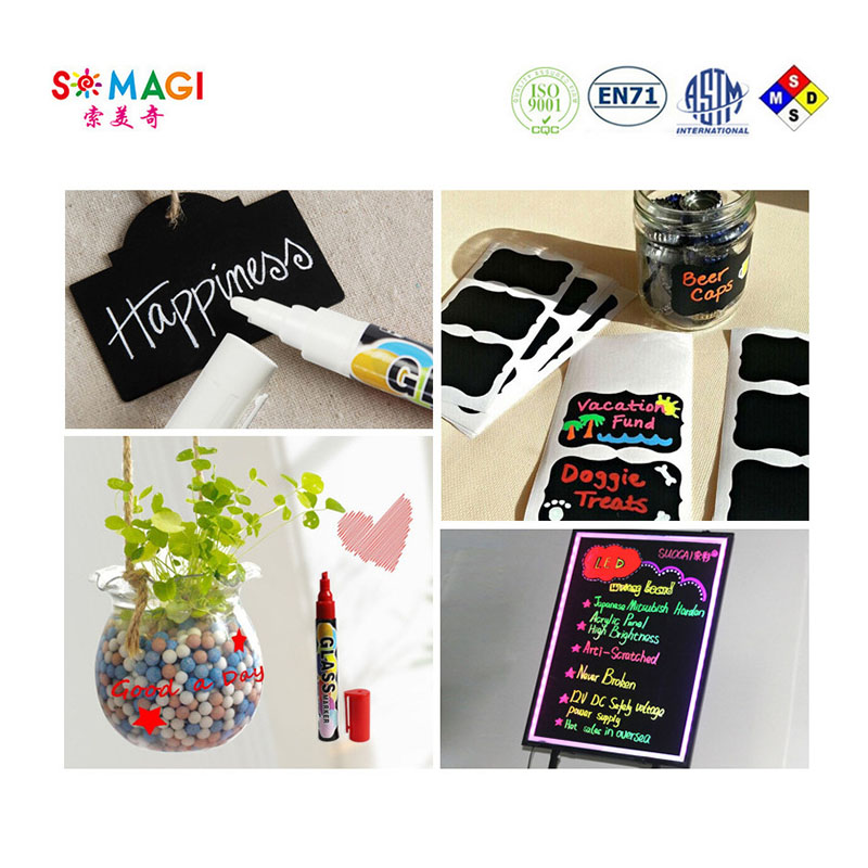 Somachi 606-12 color 6mm fluorescent sketchpad pen dust-free chalk lamp board can be rubbed with liquid chalk