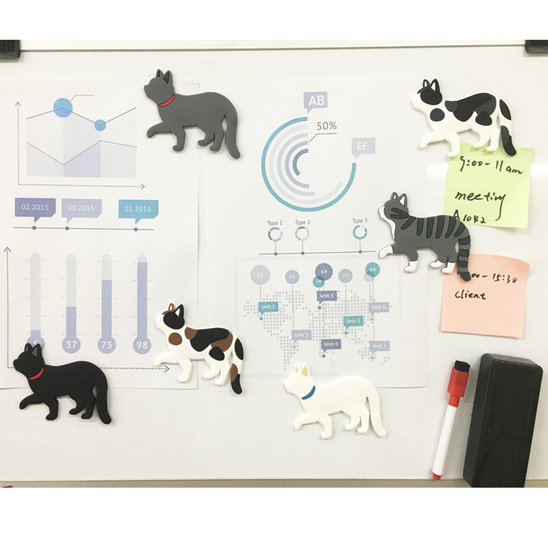 Japanese Style Creative Walking Cat Tail Hook Refrigerator Decoration Magnetic Hook Message Refridgerator Magnets Sticker Hook